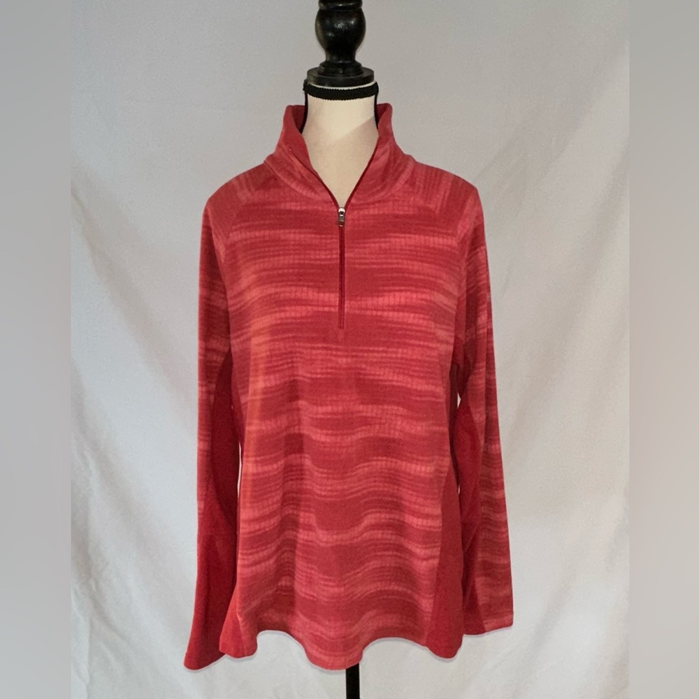 Columbia • Fleece Pink Striped 1/4 Zip Sweater • Women’s size XL • Warm & Cozy